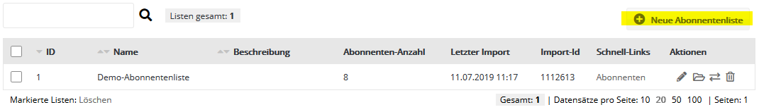 Abonnentenlisten in pmailer